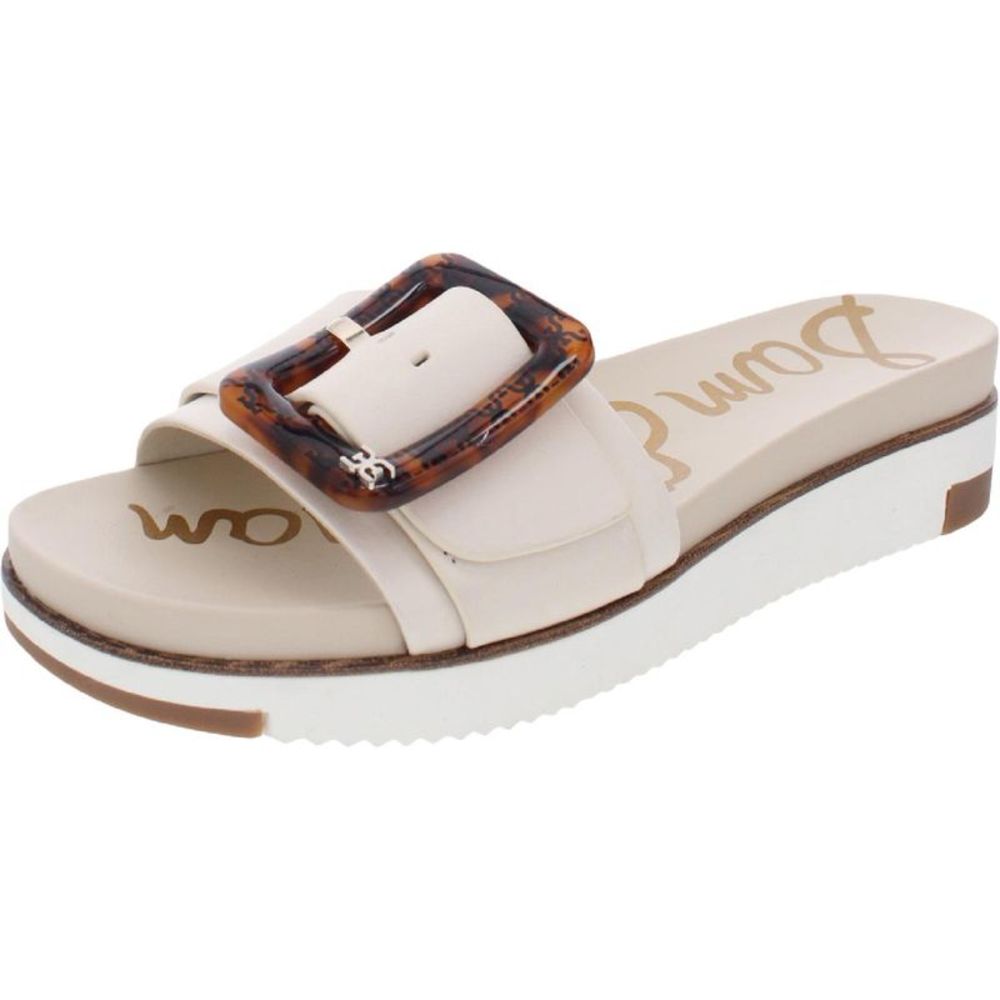 Sam Edelman Womens Ariane White Leather Slip On Slide Sandals Shoes NWOB
